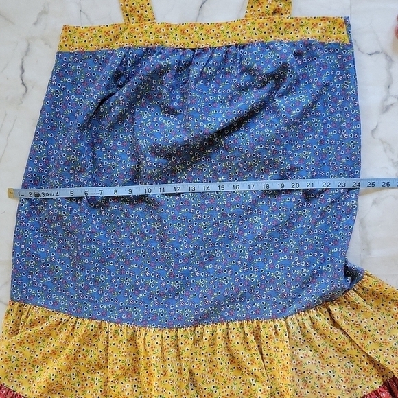 Vintage 70s Calico Floral Print Ruffle Hem Prairie Midi Dress Size XL - Picture 5 of 6